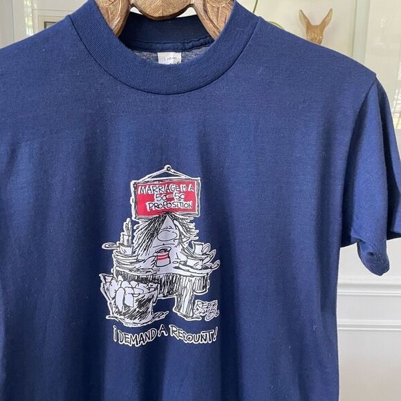 Vintage Reese James 1982 Cartoon Graphic Single Stitch Tshirt Unisex Marriage Hu - Picture 3 of 8